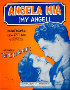 1928 Sheet Music Angela Mia Street Angel Silent Film Theme Frank Borzage ZSM8