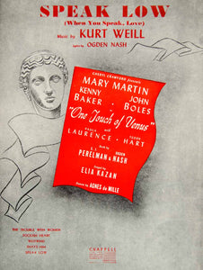 1943 Sheet Music Speak Low One Touch of Venus Broadway Musical Kurt Weill ZSM8