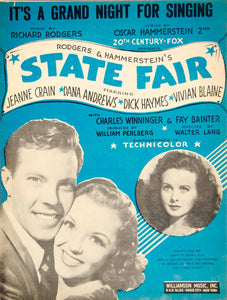 1945 Sheet Music It's a Grand Night for Singing State Fair Movie Musical ZSM8