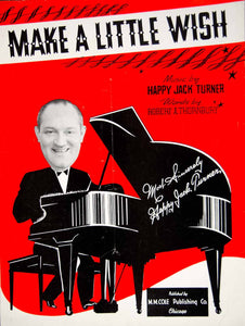1942 Sheet Music Make a Little Wish Happy Jack Turner Song Grand Piano ZSM9