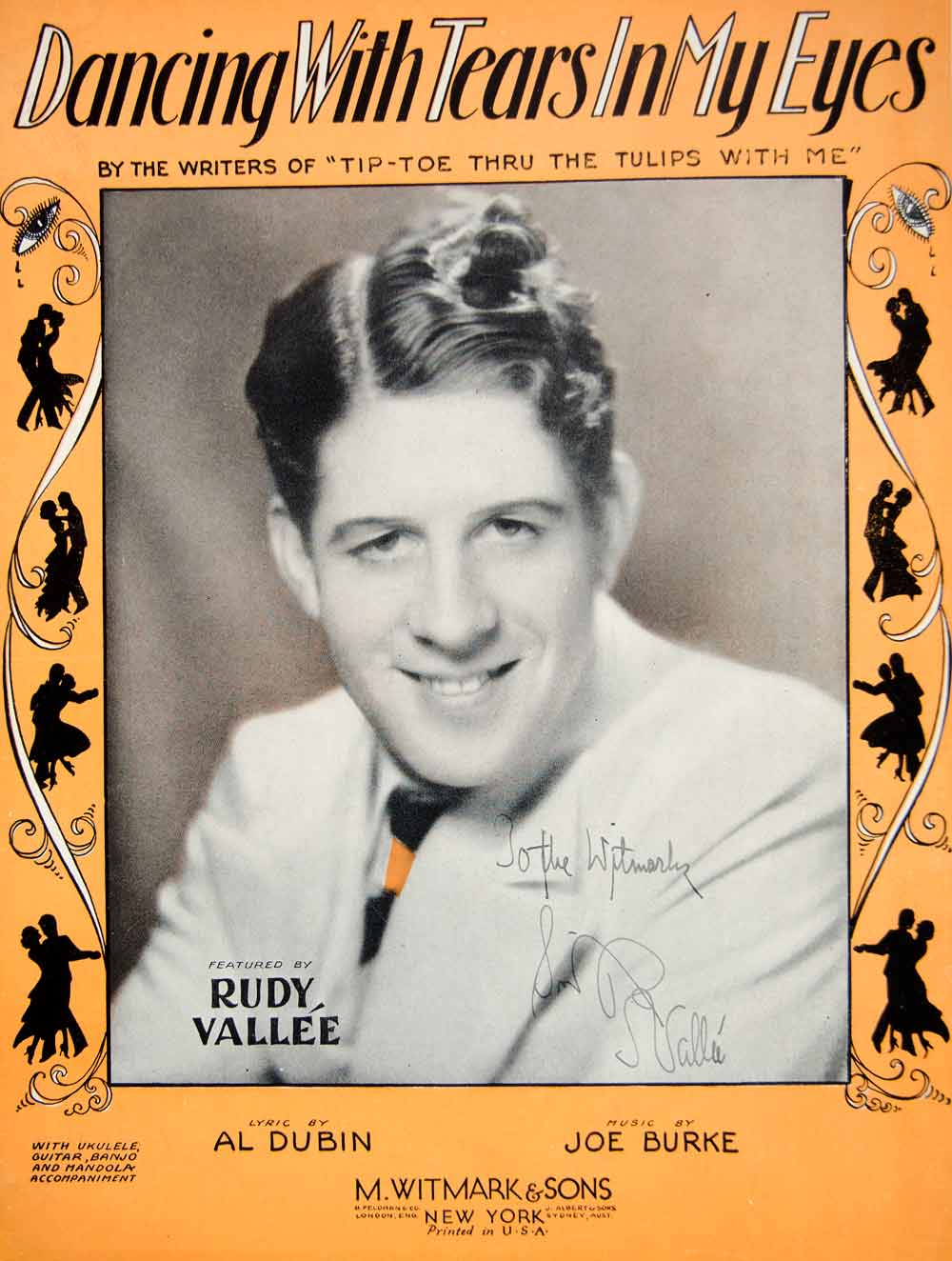1930 Sheet Music Dancing With Tears In My Eyes Rudy Vallee Al Dubin J Burke ZSM9