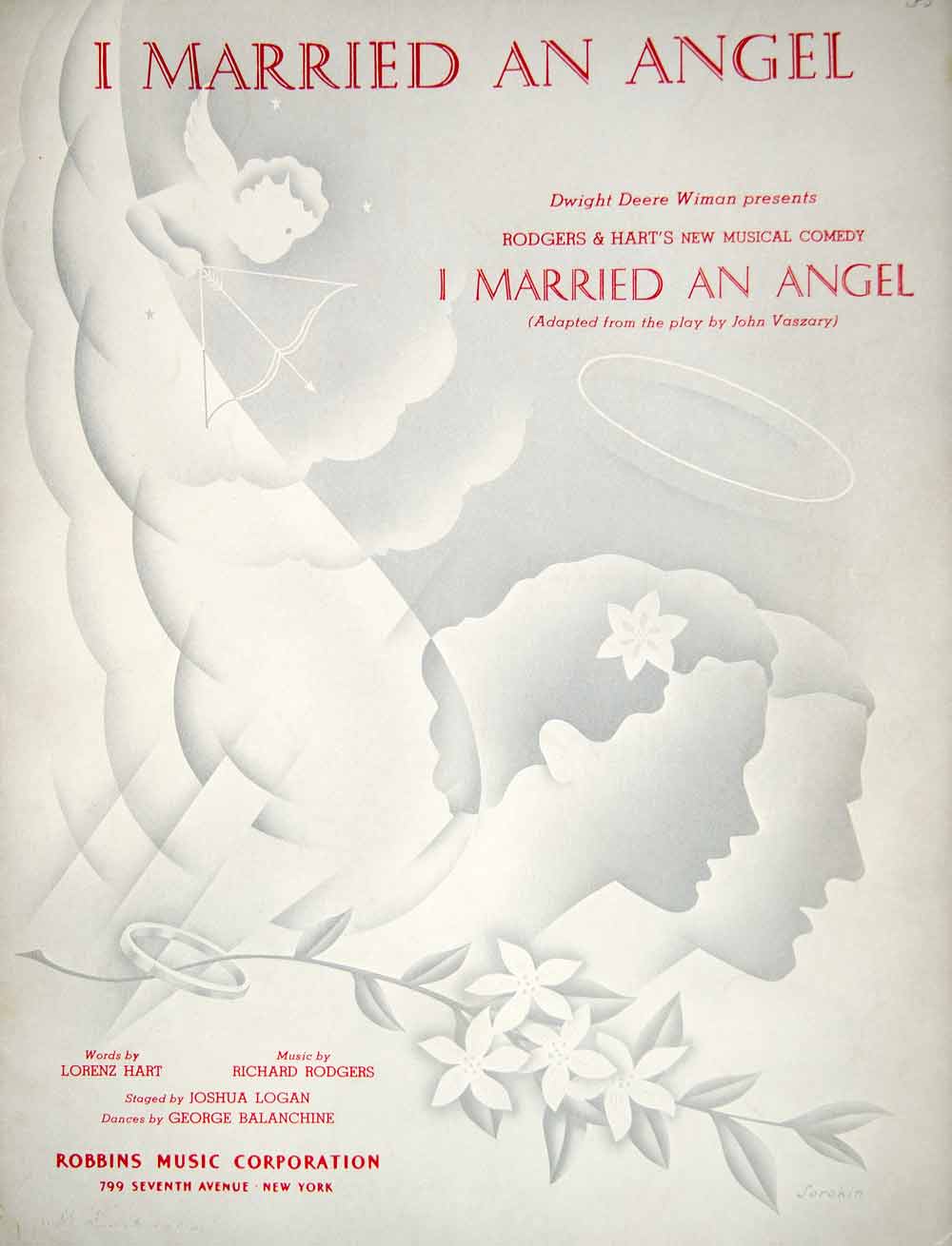 1938 Sheet Music I Married An Angel Lorenz Hart Richard Rodgers Sorokin Art ZSM9