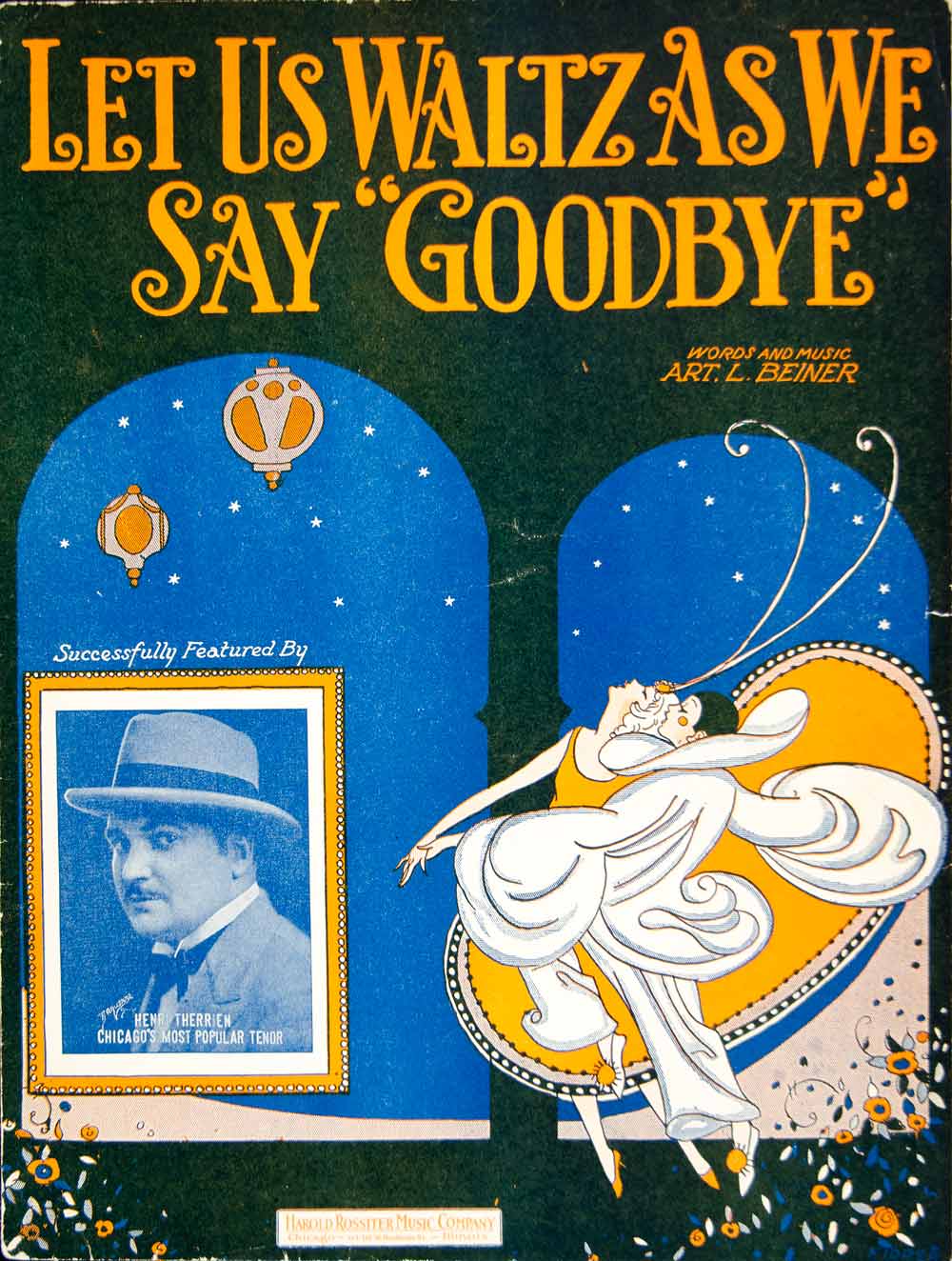 1925 Sheet Music Let Us Waltz As We Say Goodbye Henri Therrien Art Beiner ZSMA1