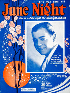 1924 Sheet Music June Night Fox Trot Mort Downey Cliff Friend Abel Baer ZSMA1