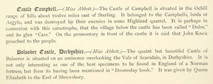 1872 Lithograph HE Abbott Art Castle Campbell Scotland Bolsover England UK ZZ11