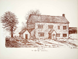 1872 Lithograph M Boteler Art Colway Farmhouse Lyme Regis Dorset England UK ZZ11