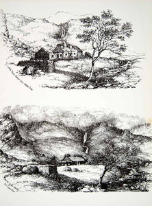 1873 Lithograph D Vawdrey Art Farmhouse Wales United Kingdom Landscape ZZ12