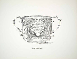 1873 Lithograph C Parsons Art Silver Cup Philip Henry 17th Century England ZZ12