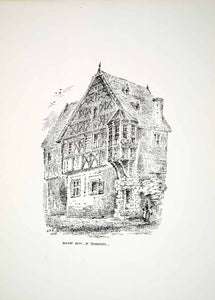 1873 Lithograph MF Hasker Art Timber House Oberwesel Rhine Germany Europe ZZ12