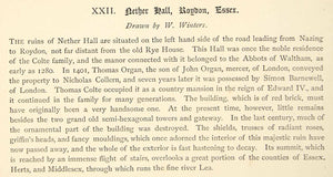1876 Lithograph W Winters Art Nether Hall Roydon Essex England Manor House ZZ13