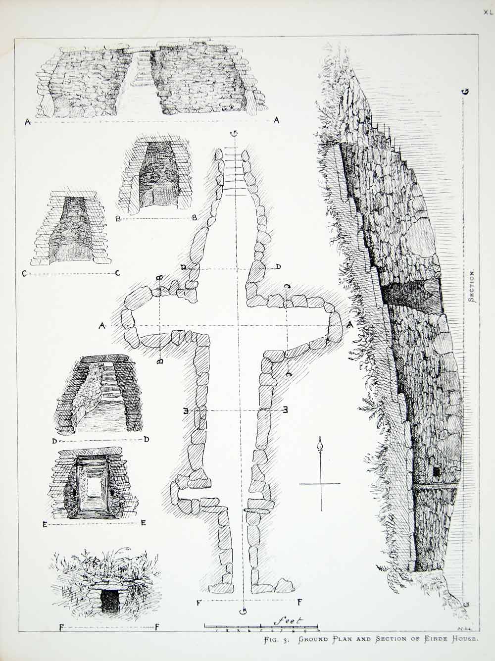 1877 Lithograph Catherine Loch Eirde House Scotland Archeology Architecture ZZ14