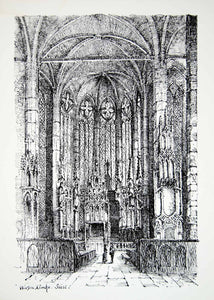 1877 Lithograph Barstow Art Wiesenkirche Soest Germany Gothic Architecture ZZ14
