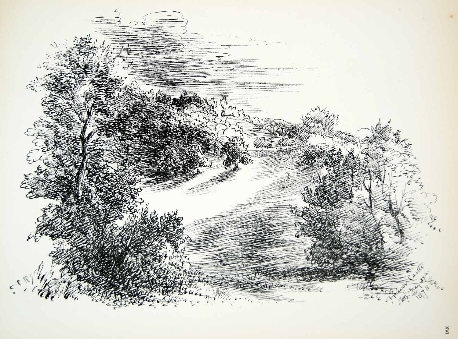 1878 Lithograph William Bonville Art Dinefwr Dynevor Castle Wales Landscape ZZ15