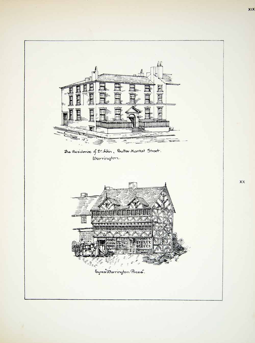 1878 Lithograph Robert Kendrick Art John Aikin House Eyres Press Warrington ZZ15