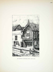 1878 Lithograph Annie Pattison Art Half Timber House Bourne St Hastings UK ZZ15