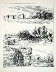 1878 Lithograph Edwin Austin Abbey Art Burgh Castle Broads National Park UK ZZ15