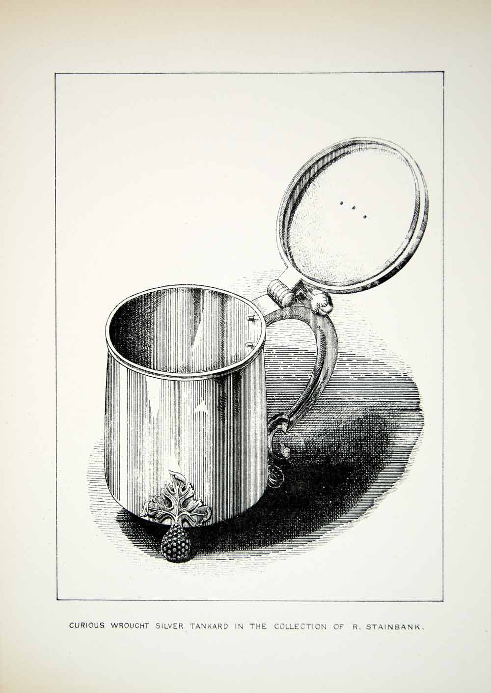 1878 Lithograph Robert J Stainbank Art Silver Peg Tankard English Drink Cup ZZ15