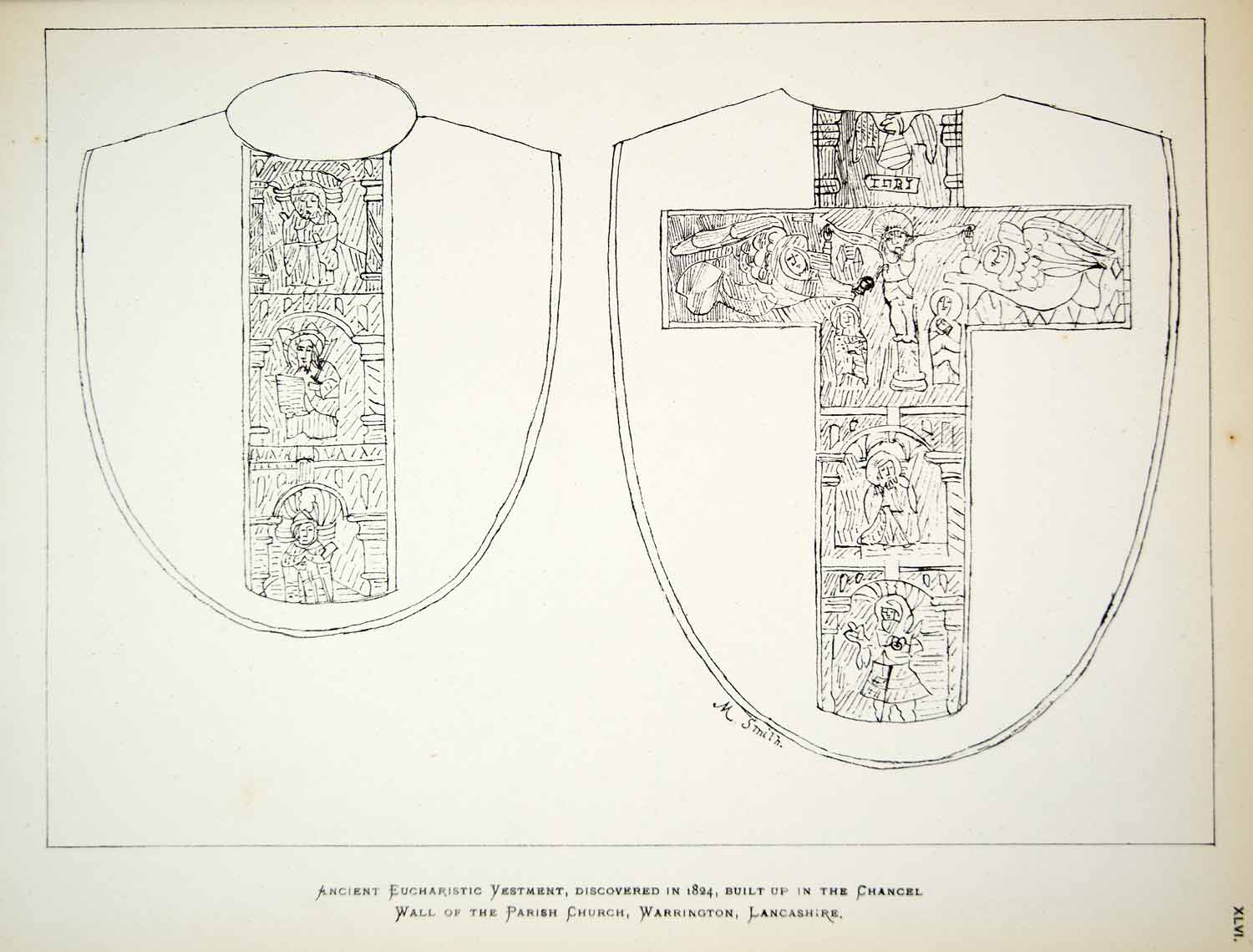 1878 Lithograph Matilda Smith Art Eucharist Vestment Church Costume Clergy ZZ15