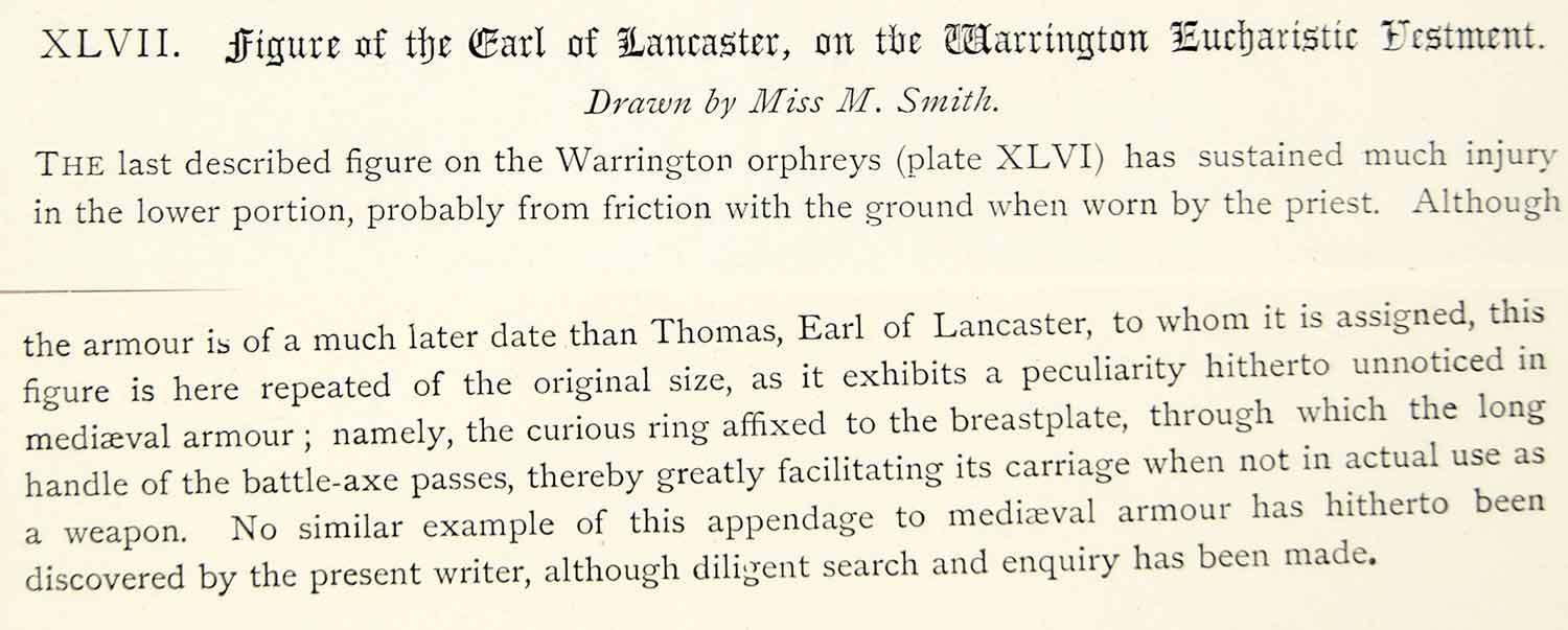 1878 Lithograph Matilda Smith Art Thomas Earl Lancaster Vestment Costume UK ZZ15