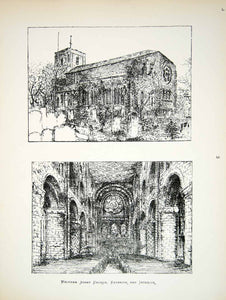 1878 Lithograph W Winters Art Waltham Abbey Church England Architecture UK ZZ15