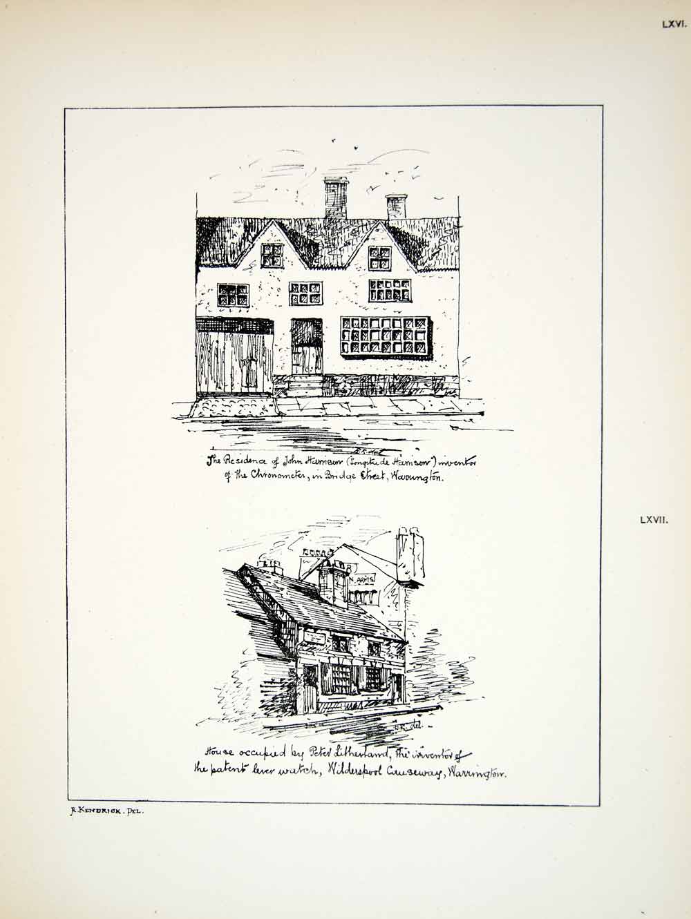 1878 Lithograph Robert Kendrick Art John Harrison Peter Litherland House UK ZZ15