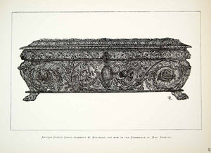 1880 Lithograph Robert J Ransom Art Oak Chest Furniture Holyrood Palace UK ZZ17