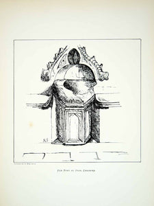 1881 Lithograph Smith Art Font S Chad Church Over Cheshire England Religion ZZ18