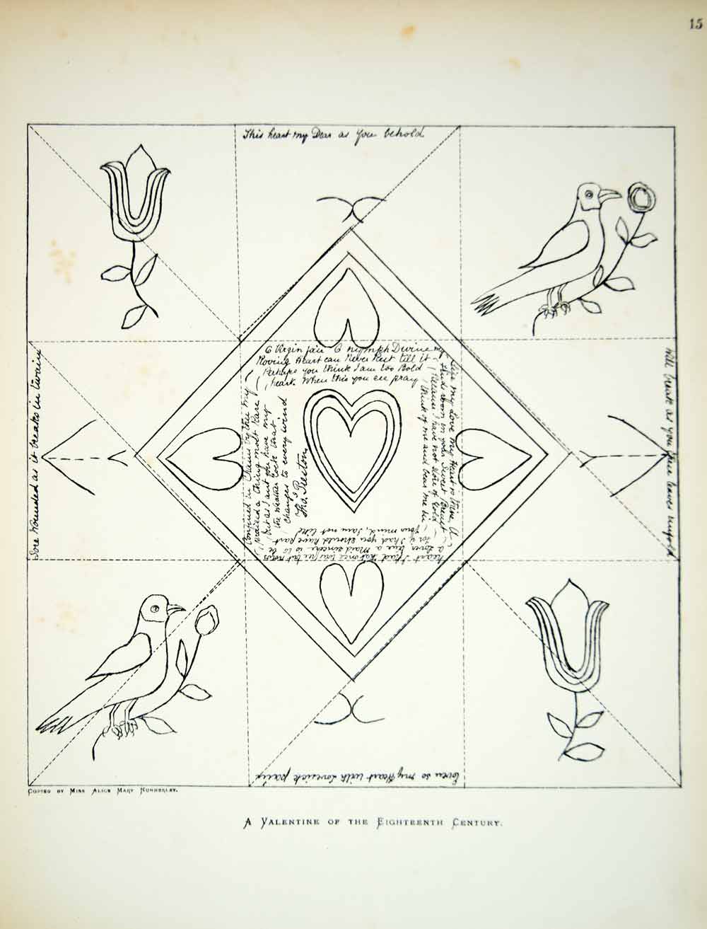 1881 Lithograph Alice M Nunnerley Art Valentines Day Georgian Era Romance ZZ18