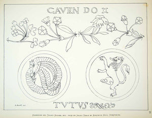 1881 Lithograph Llewellynn Jewitt Art Cavendish Talbot Badge Heraldry UK ZZ18