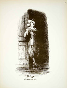 1881 Lithograph HE Grace Art Mervyn Williams Portrait Child England Costume ZZ18