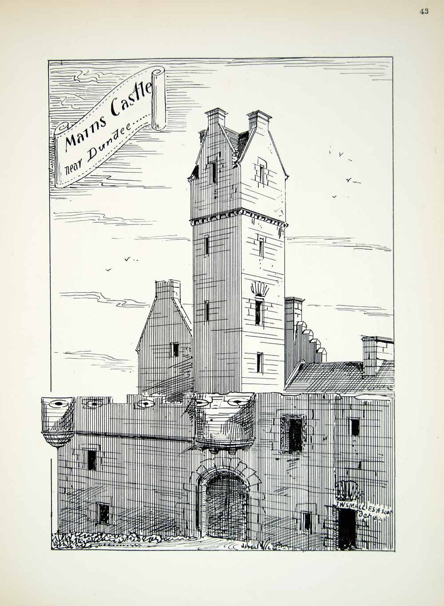 1881 Lithograph John W Small Art Mains Fintry Castle Dundee Scotland U ...