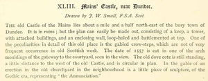 1881 Lithograph John W Small Art Mains Fintry Castle Dundee Scotland UK ZZ18