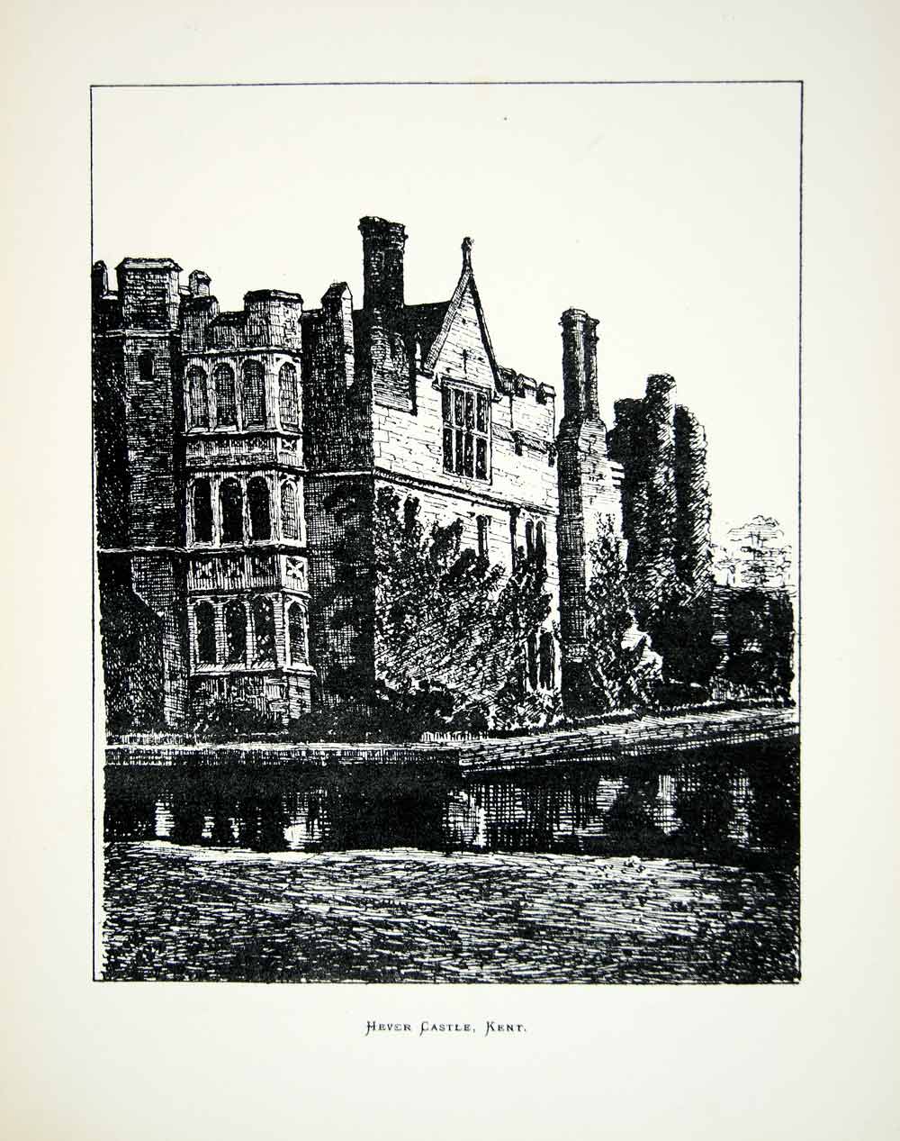 1881 Lithograph Morgan S Williams Art Hever Castle Kent England UK House ZZ18
