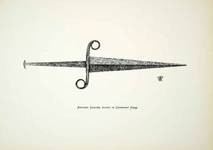 1882 Lithograph WG Fretton Art 17th Century Dagger Archaeology Weapon Knife ZZ19