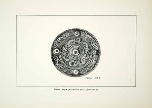 1882 Lithograph HE Strickland Art Fibula Brooch Jewelry Archaeology England ZZ19