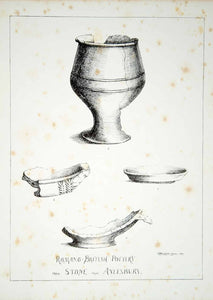 1856 Lithograph Brushfield Art Romano-British Pottery Archaeology Aylesbury ZZ1