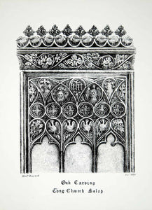 1856 Lithograph Henrietta Howard Art Oak Carving St Bartholomews Church Tong ZZ1