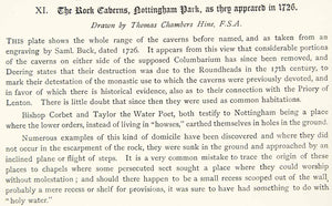 1883 Lithograph Thomas Chambers Hine Art Caves Nottingham Park England UK ZZ20
