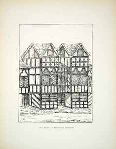 1883 Lithograph Kennedy Art Manor House Village Prestbury England Vicarage ZZ20