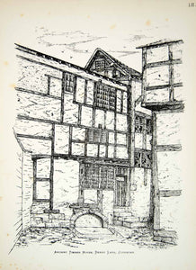 1883 Lithograph WG Fretton Art Popes Head Inn Pub Alley Coventry England ZZ20