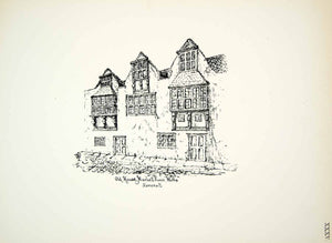 1886 Lithograph HW Livett Art Jacobean House Wells Somerset England UK City ZZ21
