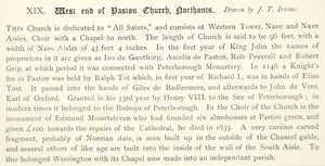 1889 Lithograph James Irvine Art All Saints Church Paston England Religion ZZ22