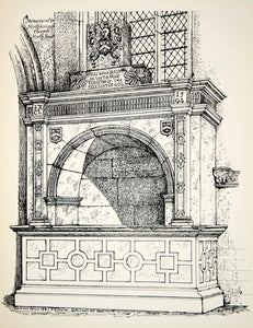1889 Lithograph James T Irvine Art Claypole Monument Church Northborough UK ZZ22