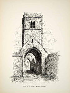 1889 Lithograph Francis M Fretton Art St Marys Abbey Drogheda Louth Ireland ZZ22
