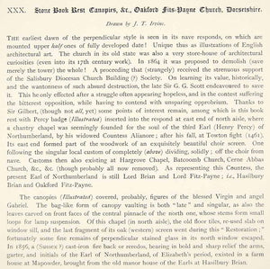 1889 Lithograph James Irvine Art Okeford Fitzpaine Church England Religion ZZ22
