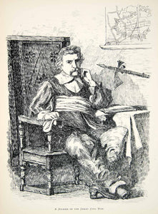 1889 Lithograph Leonora FM Preston Art Soldier Portrait English Civil War ZZ22