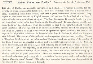 1889 Lithograph Simpson Art Drimnagh Tymon Adamstown Castle Dublin Ireland ZZ22