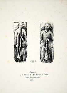 1857 Lithograph Emma Sandys Art Figure Thomas A Becket Church Burton Coggles ZZ2