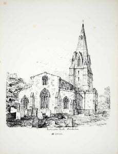 1857 Lithograph WJ Gillett Art St John Baptist Church Buckminster England UK ZZ2