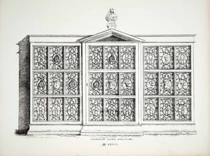 1857 Lithograph CS Beckett Art Archbishop William Laud Bookcase Furniture ZZ2